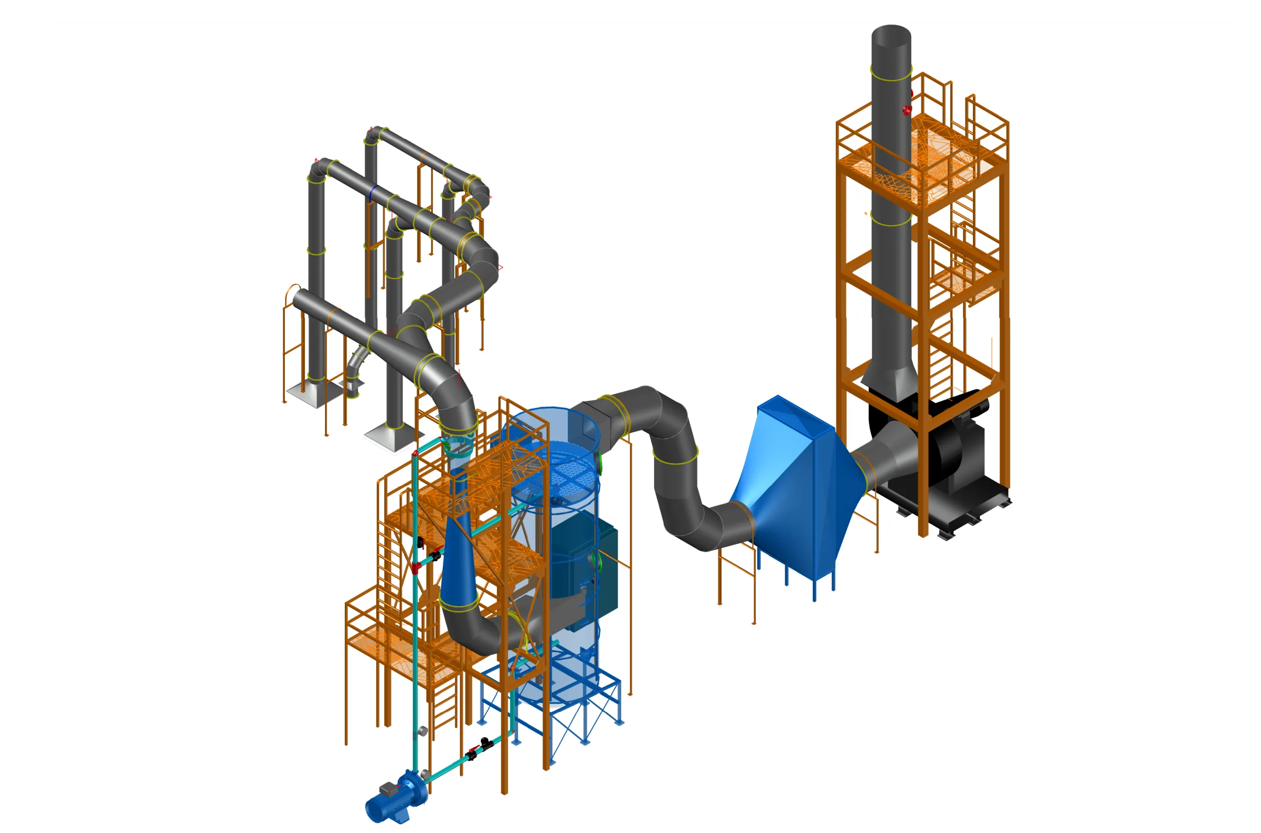 Instalación industrial de torre empacada para depuración de gases.